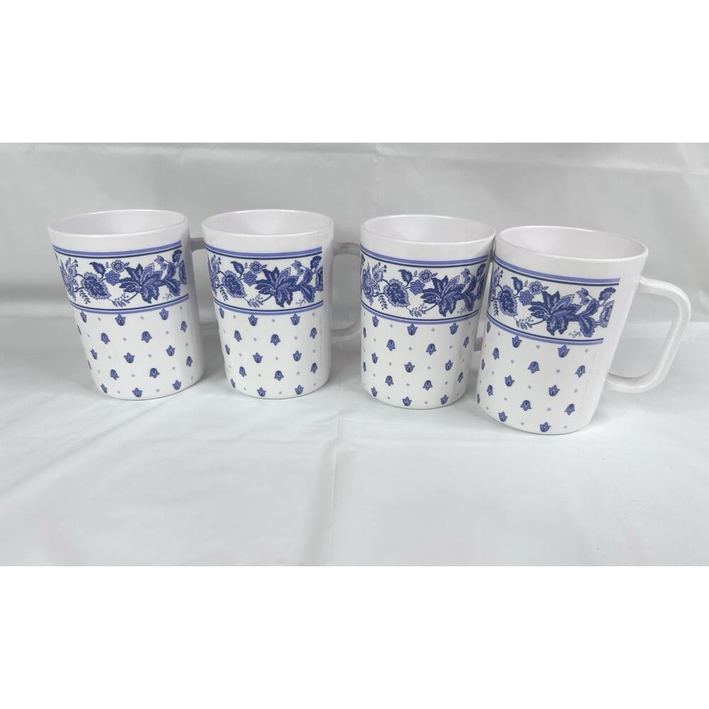 Oneida Housewares J.G. Hook Vintage 1989 Set Of 4 Mugs Plastic Cottagecore